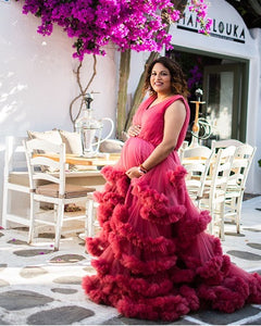 G978, Red Wine Puffy Maternity Shoot  Baby Shower Trail Gown Size, (All)