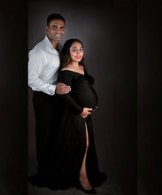 Load image into Gallery viewer, G106 (2), Black Slit Cut Maternity Shoot Trail Baby Shower Gown, Size(All)