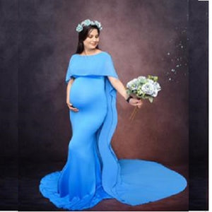 G646, Royal Blue Maternity Shoot Baby Shower Trail  Lycra Fit Gown, Size (ALL)