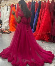 Load image into Gallery viewer, G658, Dark Magenta Puffy Pre Wedding Shoot Trail Gown Size(All)