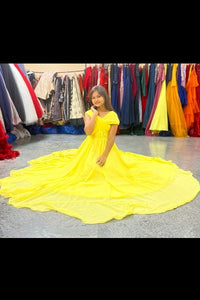 G622, Yellow Pre Wedding Shoot  Gown, Size (All)