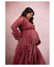Load image into Gallery viewer, G748, Dusty Peach Ruffled Maternity Shoot  Gown , Size (All)pp