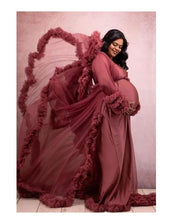 Load image into Gallery viewer, G748, Dusty Peach Ruffled Maternity Shoot  Gown , Size (All)pp