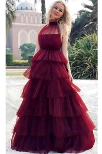 G540,Maroon Multi-Layer Gown, Size (XS-30 to xl 42)