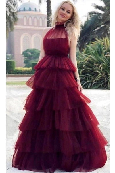 G540,Maroon Multi-Layer maternity Gown, Size (XS-30 to xl 42)
