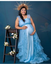 Load image into Gallery viewer, G966, Blue Ruffled Maternity Shoot  Gown, Size (All)pp