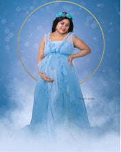 Load image into Gallery viewer, G966, Blue Ruffled Maternity Shoot  Gown, Size (All)pp