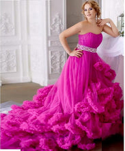 Load image into Gallery viewer, G323, Hot Pink Puffy Cloud Maternity Shoot Trail Gown, (All Sizes)