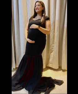 G220 (2), Black Maternity Shoot Trail Baby Shower Gown, Size(All)
