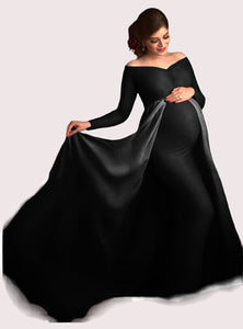 G4 Black  Maternity Shoot Trail Baby Shower  Lycra Fit Gown, Size (All)