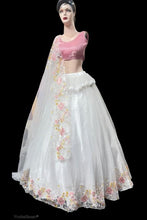 Load image into Gallery viewer, L505, White Sequence Floral Lehenga (XS-3o to XL-40)