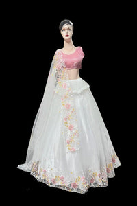 L505, White Sequence Floral Lehenga (XS-3o to XL-40)