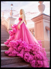 Load image into Gallery viewer, G323, Hot Pink Puffy Cloud Maternity Shoot Trail Gown, (All Sizes)