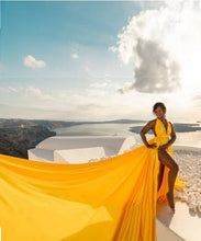 Load image into Gallery viewer, G650, Mustard Yellow Prewedding Long Trail Gown, Size (All)