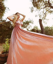 Load image into Gallery viewer, G224,Peach Satin Long Trail Prewedding Shoot Gown, Size(All)