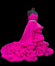 Load image into Gallery viewer, G323, Hot Pink Puffy Cloud Maternity Shoot Trail Gown, (All Sizes)