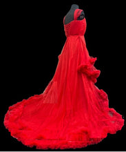 Load image into Gallery viewer, G768, Red Tube Ruffled Maternity Shoot Baby Shower Trail Gown Size, (All)