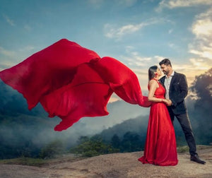 G485 , Red prewedding shoot trail gown, ( All Sizes )
