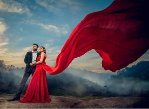 G485 , Red prewedding shoot trail gown, ( All Sizes )