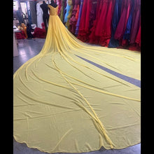 Load image into Gallery viewer, G888 (3) Yellow Twin Trail prewedding Shoot Long Trail Gown, (All)