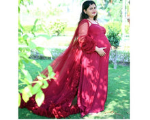Load image into Gallery viewer, G448, Wine Ruffled Maternity Shoot  Gown, Size (All)