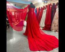 Load image into Gallery viewer, G575 (3) , Red One Shoulder Maternity Long Trail Gown, Size (All)