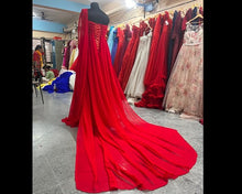 Load image into Gallery viewer, G575 (3) , Red One Shoulder Prewedding Shoot Long Trail Gown, (All Sizes)