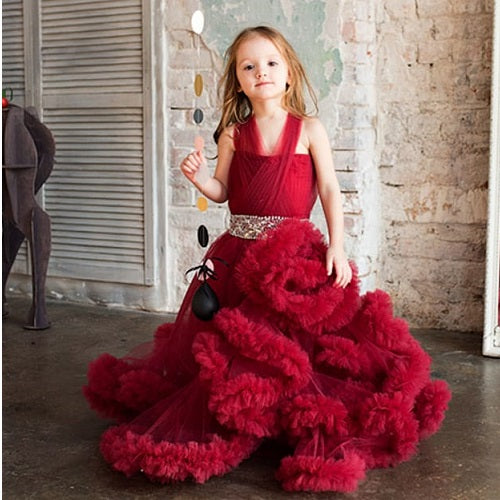 G626, Red Wine Puffy Cloud Daughter Trail Big Ball Gown, (All Sizes) pp