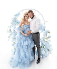 Load image into Gallery viewer, G466, Blue Frilled Maternity Shoot Gown With Inner, Size (All)