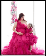 Load image into Gallery viewer, G2003 , Hot pink Colour Ruffled  Shoot Trail  Gown, Size (All) pp