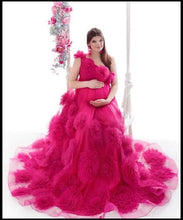 Load image into Gallery viewer, G2003 , Hot pink Colour Ruffled  Shoot Trail  Gown, Size (All) pp