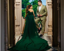 Load image into Gallery viewer, G875 (4) , Bottle Green One Shoulder Prewedding Long Trail Gown (All Sizes)