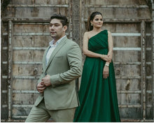 Load image into Gallery viewer, G875 (4) , Bottle Green One Shoulder Prewedding Long Trail Gown (All Sizes)