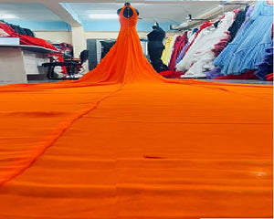 G685 , Halter Neck Orange slit cut long trail shoot gown, (All Sizes)