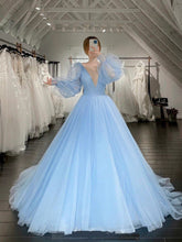 Load image into Gallery viewer, G725, Sky Blue Shoot Trail Gown, Size (All) pp