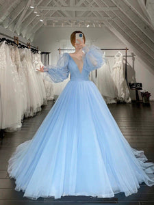 G725, Sky Blue Shoot Trail Gown, Size (All) pp