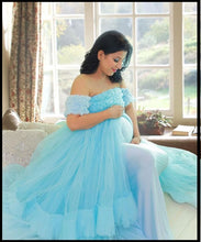 Load image into Gallery viewer, G325, Ice Blue Ruffled Maternity Shoot  Gown, Size (ALL)