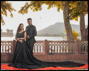 G501 (2), Gerua Black Maternity Shoot Infinity Long Trail Gown, Size (All)pp