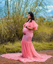 Load image into Gallery viewer, G508 (2), Peach Maternity Shoot Baby Shower Trail Gown, Size (ALL)