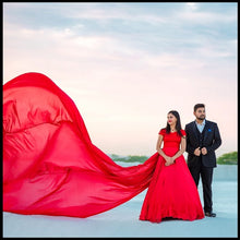 Load image into Gallery viewer, G350, Wine satin Pre Wedding Shoot Gown,  Size(All)