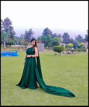 Load image into Gallery viewer, G875 (4) , Bottle Green One Shoulder Prewedding Long Trail Gown (All Sizes)