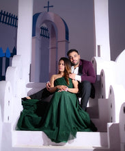 Load image into Gallery viewer, G875 (4) , Bottle Green One Shoulder Prewedding Long Trail Gown (All Sizes)