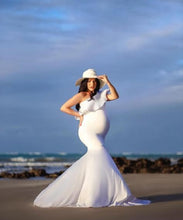 Load image into Gallery viewer, W909, White One Shoulder  Maternity Shoot Baby Shower Trail Gown, Size(All)pp