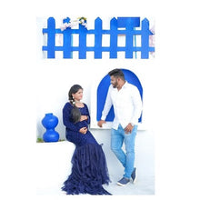 Load image into Gallery viewer, G321 (3), Blue Top Sequence with Bottom Lace Cutout Ball Gown, Size (All)