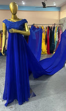 Load image into Gallery viewer, G402, Royal Blue Slit Cut Long Twin Trail Prewedding Shoot Gown (All Sizes)