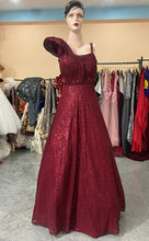 Load image into Gallery viewer, G36, Designer framed Wine One  Shoulder Ball Gown, Size (XS-30 to XL-40)