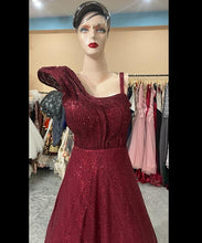 Load image into Gallery viewer, G36, Designer framed Wine One  Shoulder Ball Gown, Size (XS-30 to XL-40)