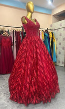 Load image into Gallery viewer, G835,Wine Feather Pre Wedding Ball Gown, Size (XS-30 to L-38)