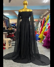 Load image into Gallery viewer, G192, Long Floor Touch Sleeves Black Maternity PhotoShoot Baby Shower Gown, Size (ALL)