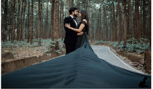 Load image into Gallery viewer, G200 (12), Black Slit Cut Long Trail Prewedding Shoot Gown, Size  (All)